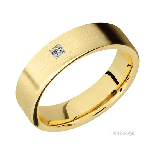 Lashbrook Flat/14K Yellow Gold Band with Diamond