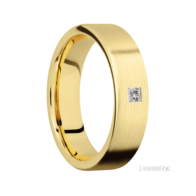 Lashbrook Flat/14K Yellow Gold Band with Diamond