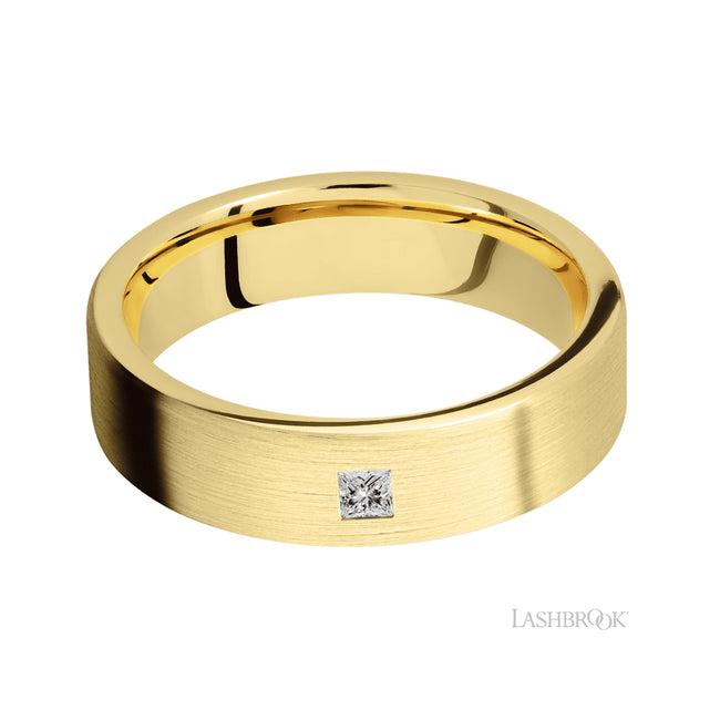Lashbrook Flat/14K Yellow Gold Band with Diamond