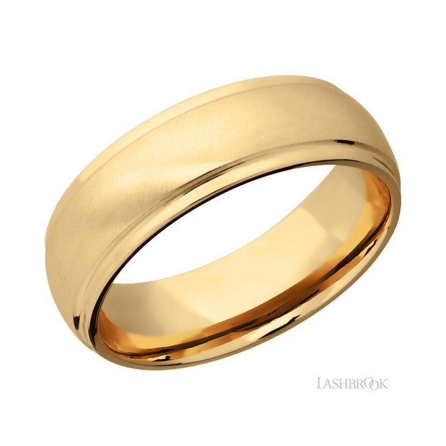 Lashbrook Domed Stepped Down Edges 14K Yellow Gold Band