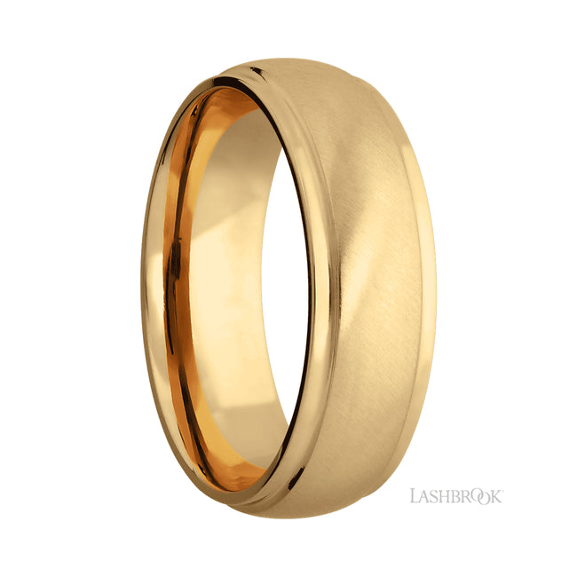 Lashbrook Domed Stepped Down Edges 14K Yellow Gold Band