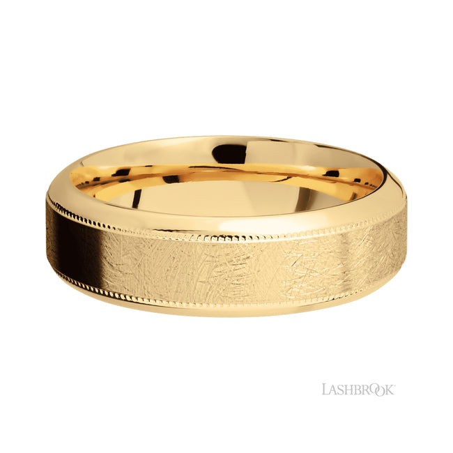 Lashbrook High Bevel Milgrain 14K Yellow Gold Band