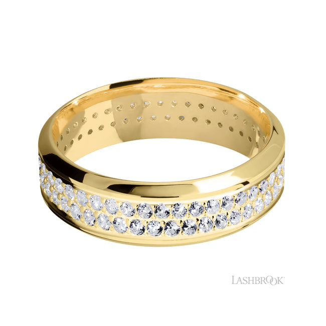 Lashbrook High Bevel/14K Yellow Gold Band with Diamond