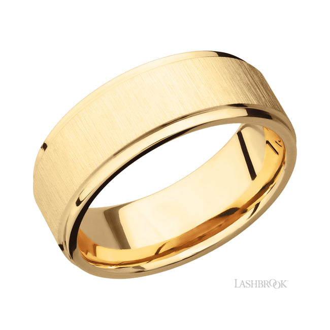 Lashbrook Flat Grooved Edges 14K Yellow Gold Band