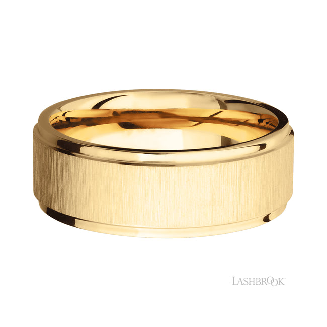 Lashbrook Flat Grooved Edges 14K Yellow Gold Band