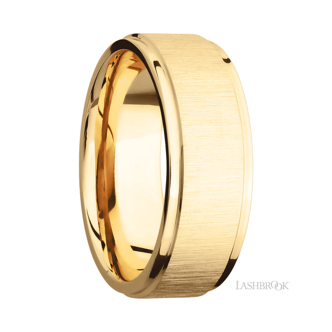 Lashbrook Flat Grooved Edges 14K Yellow Gold Band