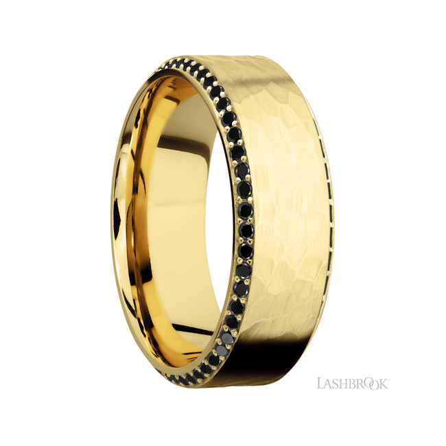 Lashbrook High Bevel/14K Yellow Gold Band with Black Diamond