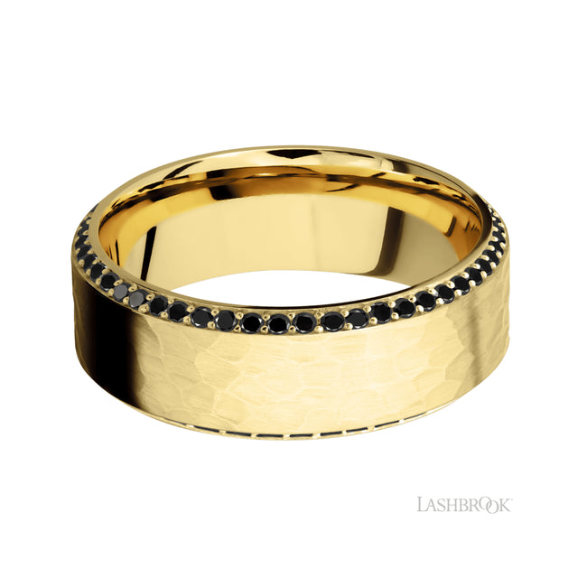 Lashbrook High Bevel/14K Yellow Gold Band with Black Diamond