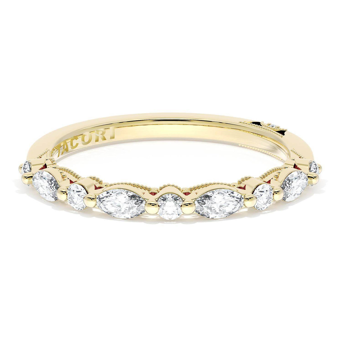 Tacori Marquise and Round Diamond Wedding Band, 2.20mm in 18K Yellow Gold