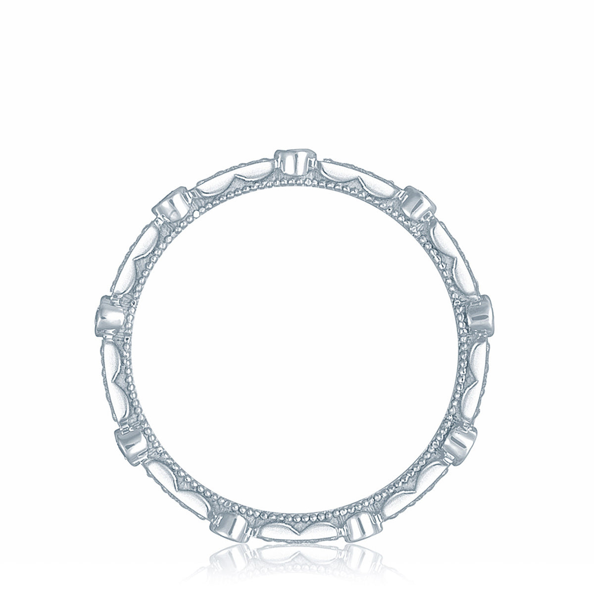 Tacori 18K Yellow Gold Round Bezel Droplet with Rectangular Basket Wedding Band