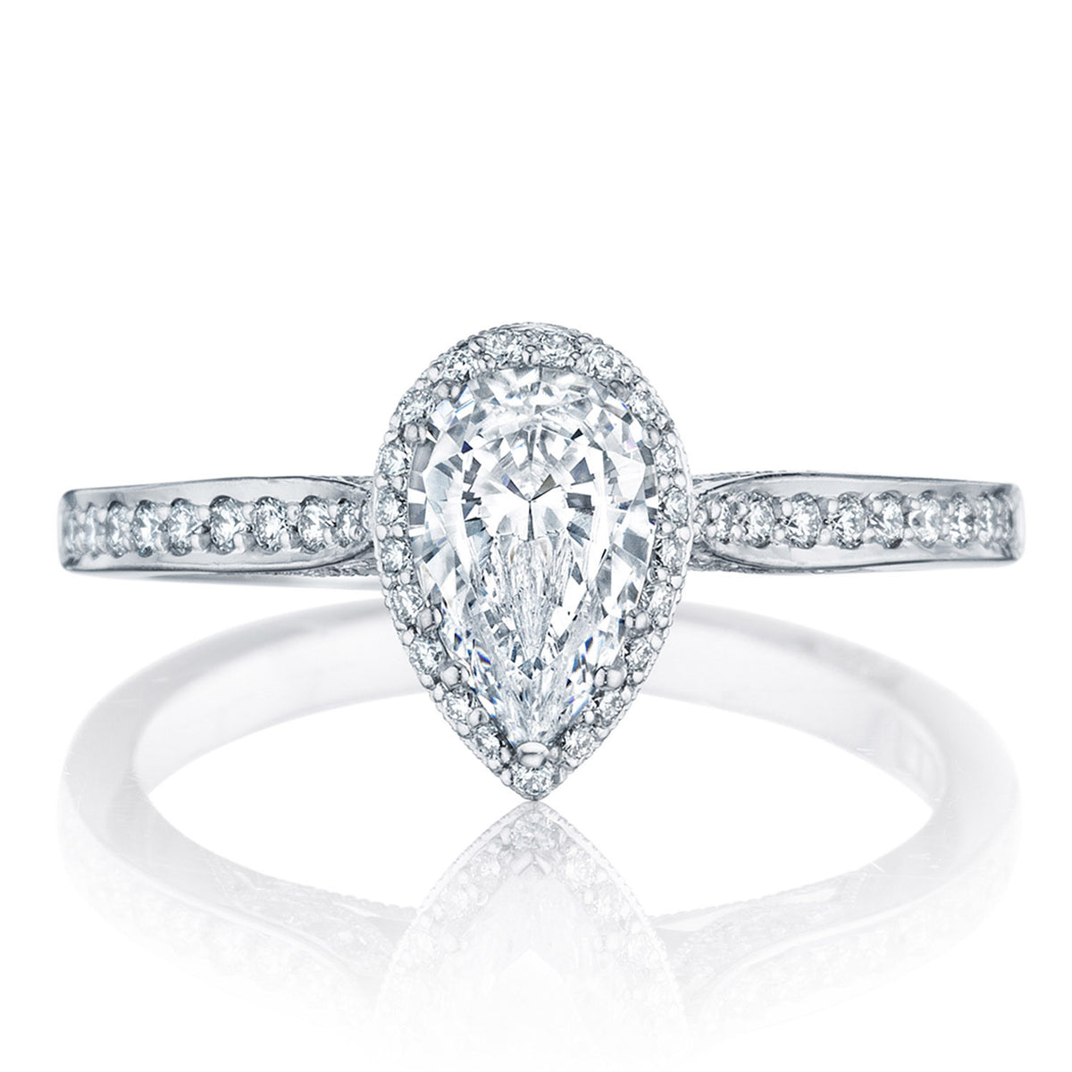 Tacori 18K White Gold Pear Bloom Engagement Ring