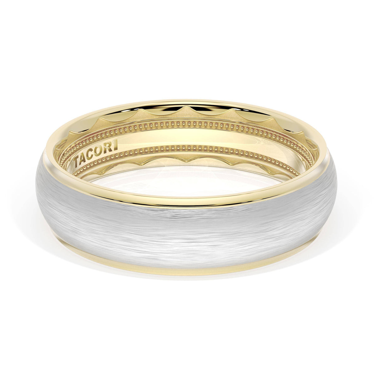 Tacori Rounded Brush Finish Wedding Band in 18K Yellow Gold & 18K White Gold
