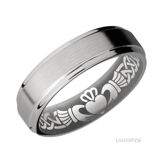 Lashbrook Flat Grooved Edges Titanium Band
