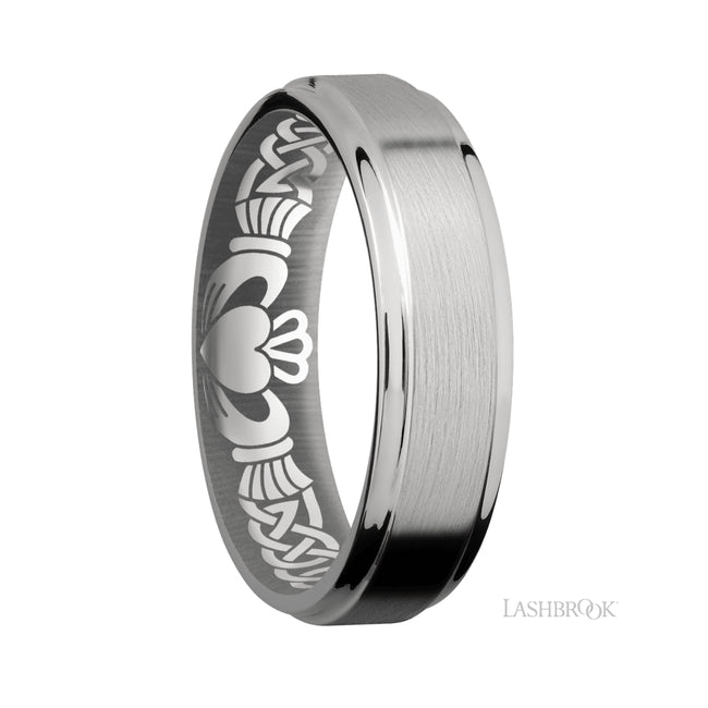 Lashbrook Flat Grooved Edges Titanium Band