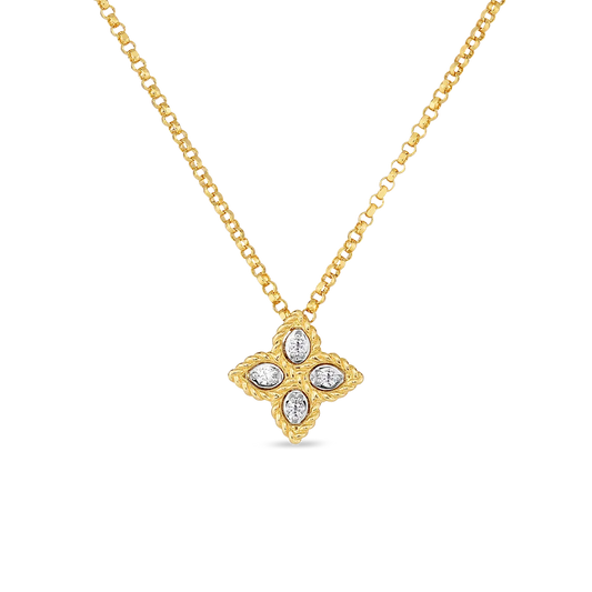 Roberto Coin 18K Gold Princess Flower Small Diamond Necklace in 18K Yellow Gold