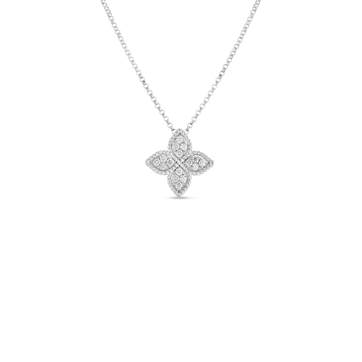 Roberto Coin 18k White Gold Princess Flower Medium Diamond Necklace