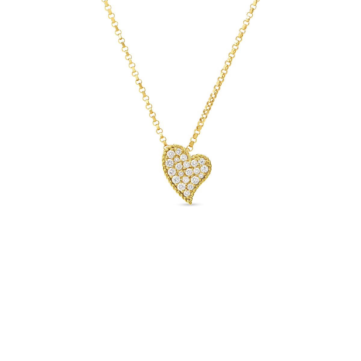 Roberto Coin 18K Yellow Gold Princess Small Diamond Slanted Heart Necklace