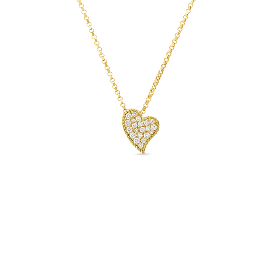 Roberto Coin 18K Yellow Gold Princess Small Diamond Slanted Heart Necklace
