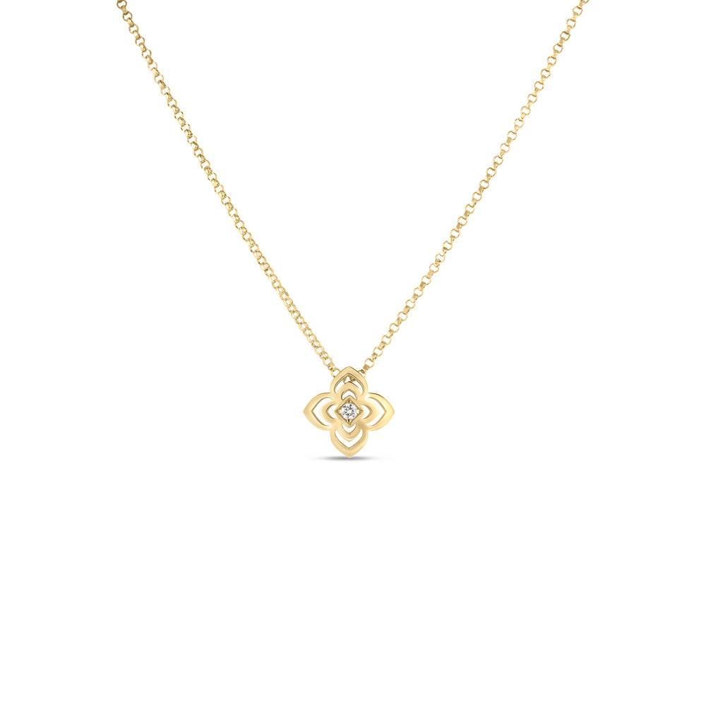 18K Yellow Gold Palazzo Ducale Carnival Small Diamond Flower Necklace
