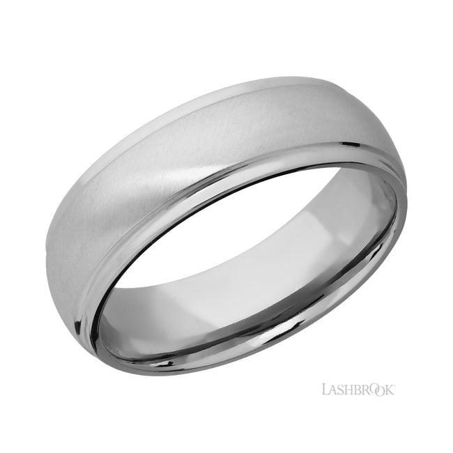 Lashbrook Domed Stepped Down Edges Titanium Band