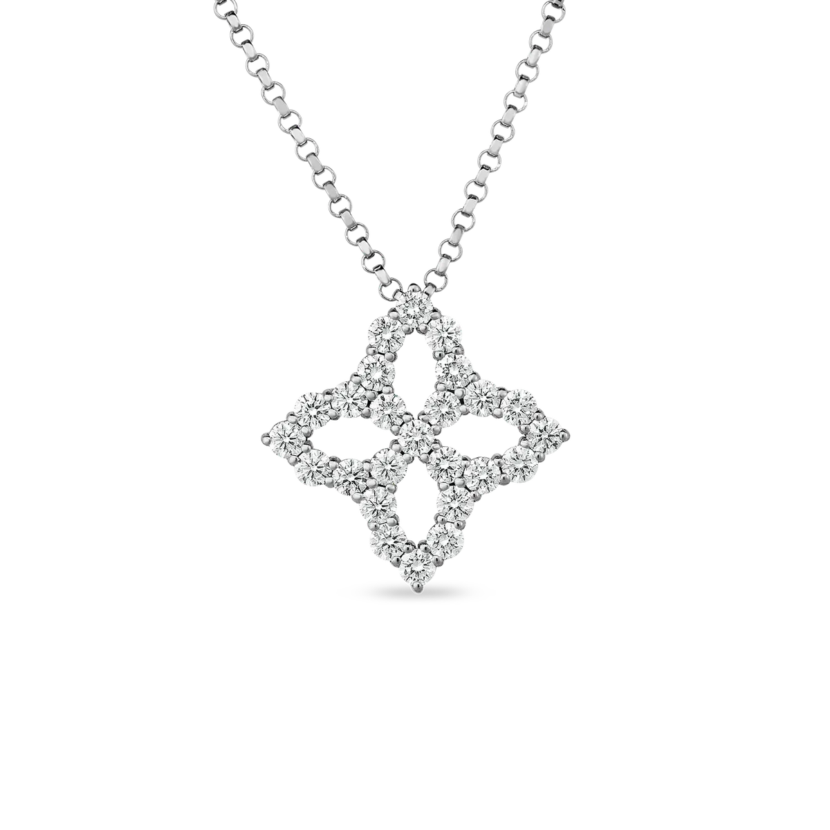 Roberto Coin 18k White Gold Venetian Princess Diamond Outline Necklace