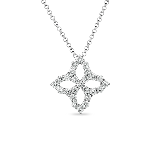 Roberto Coin 18k White Gold Venetian Princess Diamond Outline Necklace