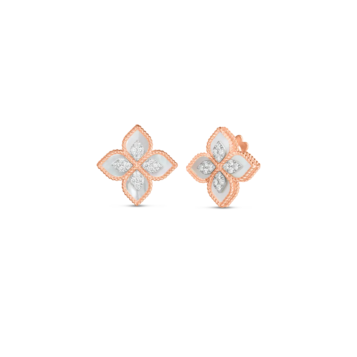 Roberto Coin 18k Princess Flower Mother of Pearl Diamond Stud Earring