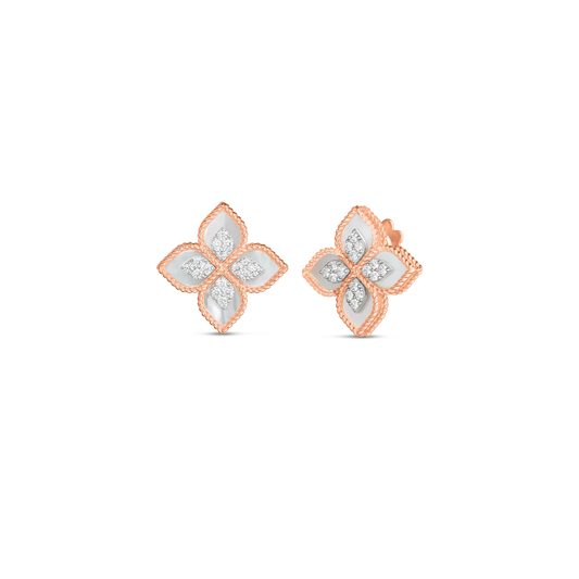 Roberto Coin 18k Princess Flower Mother of Pearl Diamond Stud Earring