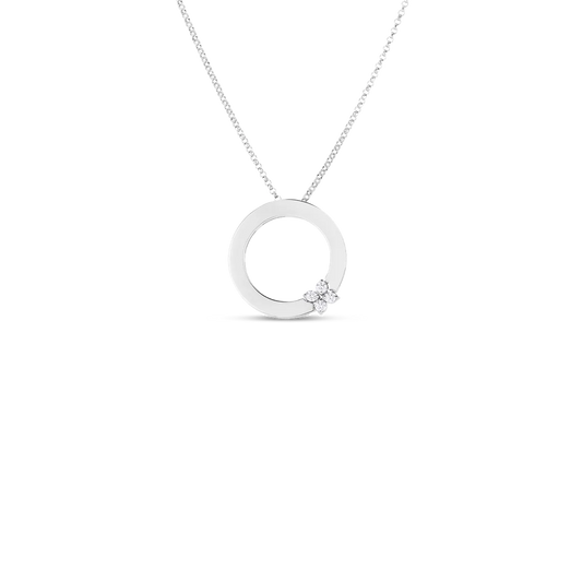 Roberto Coin 18k Gold Love in Verona Circle of Life Diamond Flower Necklace - 18k White Gold