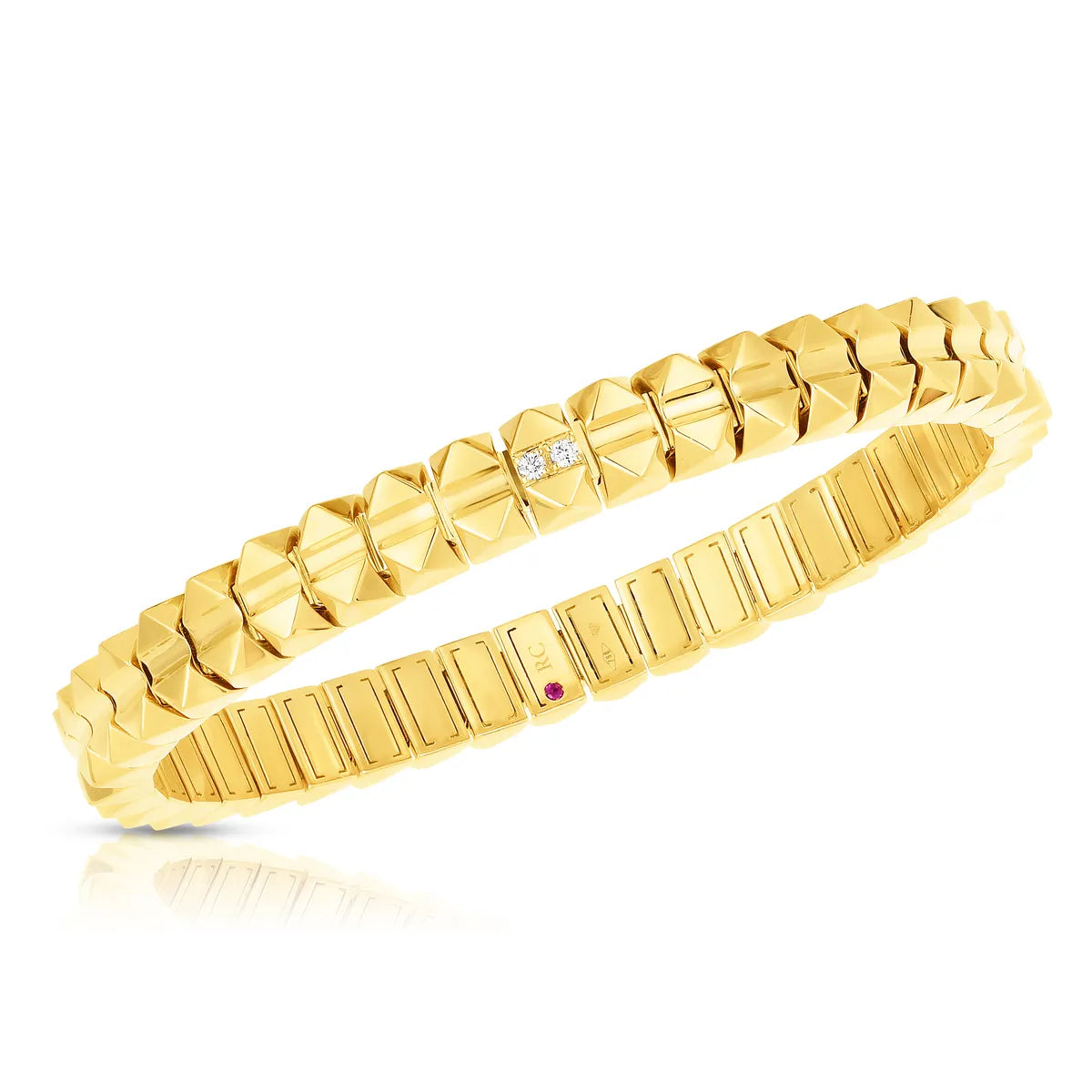 Roberto Coin 18k Yellow Gold Obelisco Diamond Accent Bangle