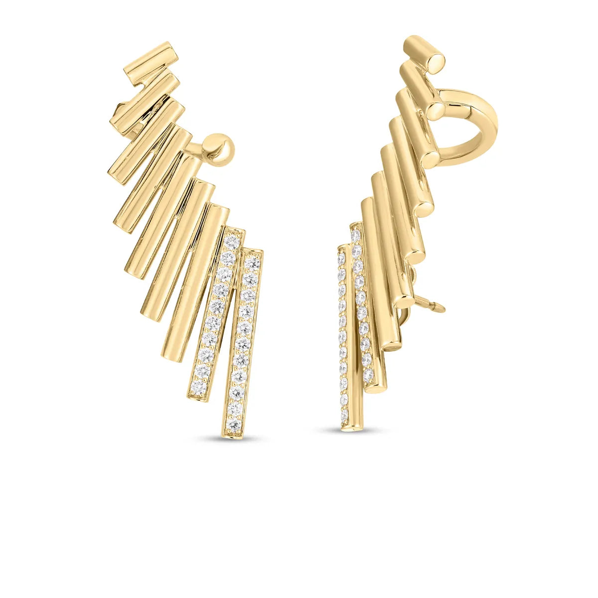 Roberto Coin 18K Yellow & White Gold Domino Diamond Climber Earrings