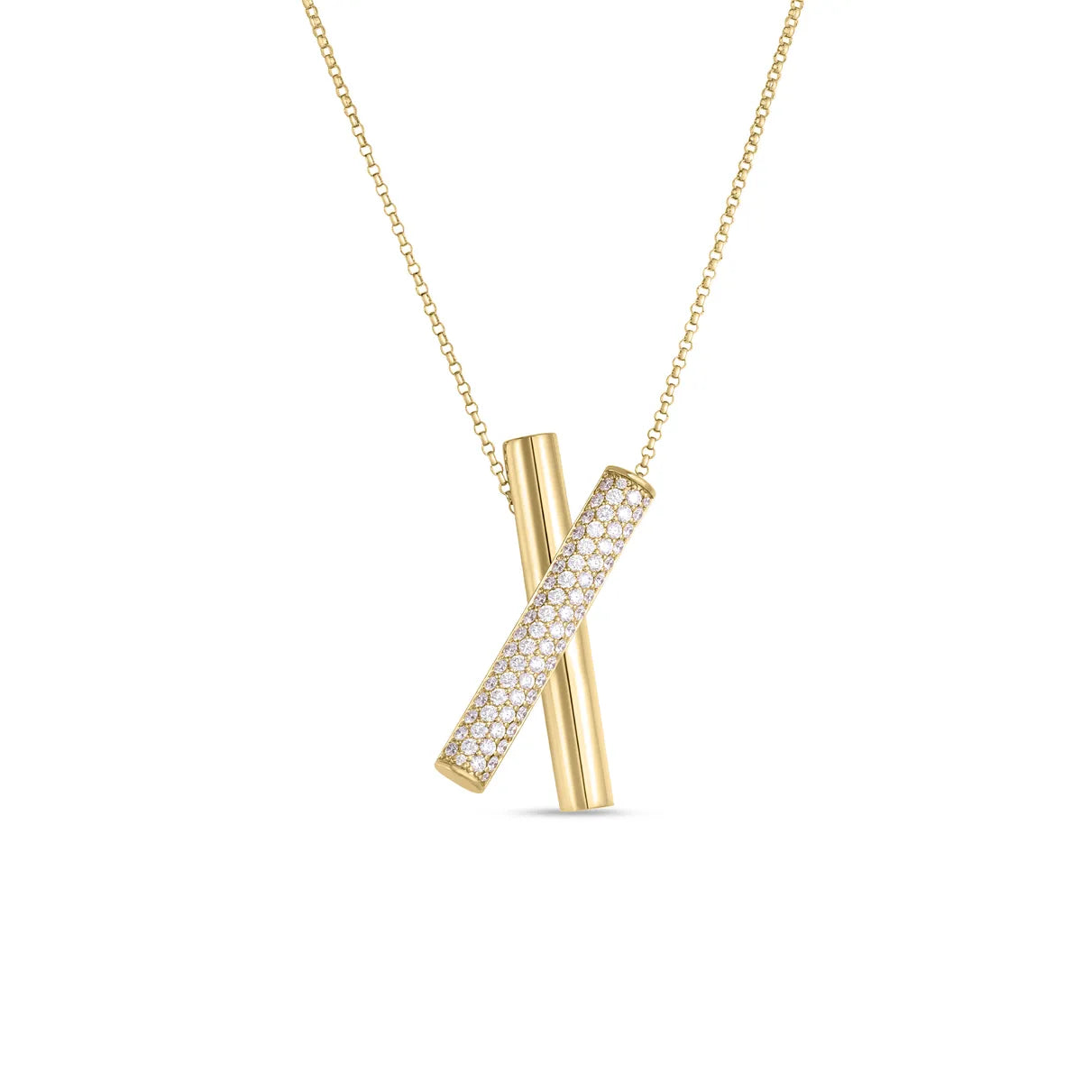 Roberto Coin 18k Yellow Gold Domino Diamond Crossover Necklace