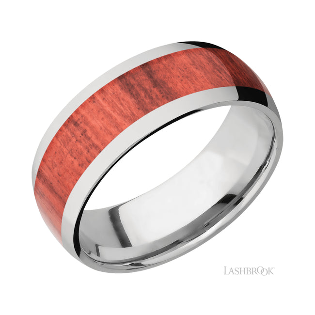 Lashbrook Domed/Titanium Band with Centered inlay of Red Heart