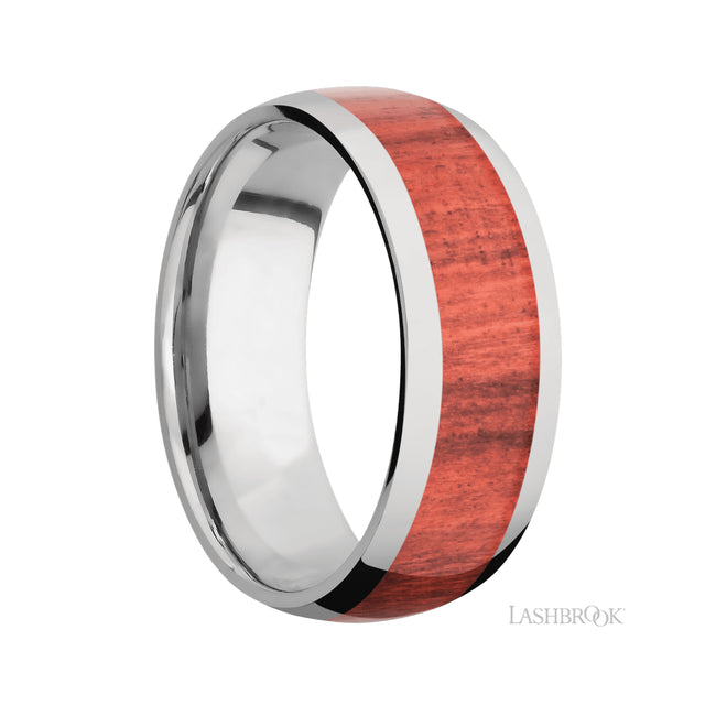 Lashbrook Domed/Titanium Band with Centered inlay of Red Heart