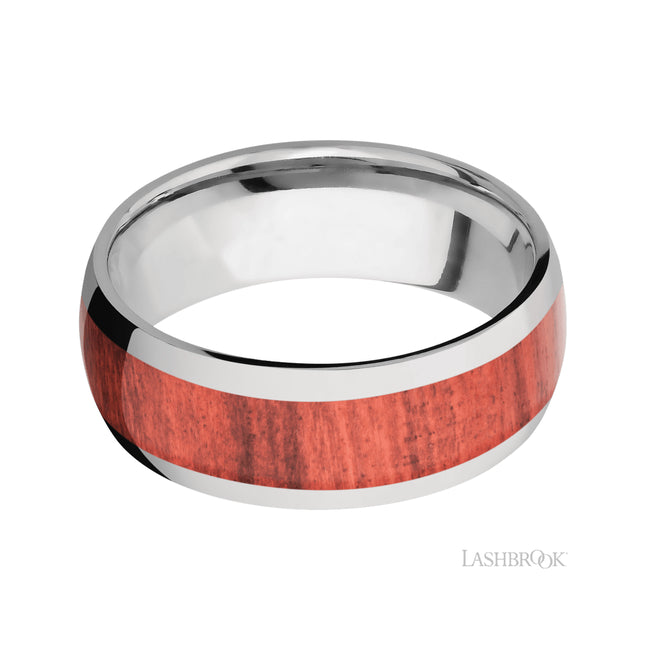 Lashbrook Domed/Titanium Band with Centered inlay of Red Heart