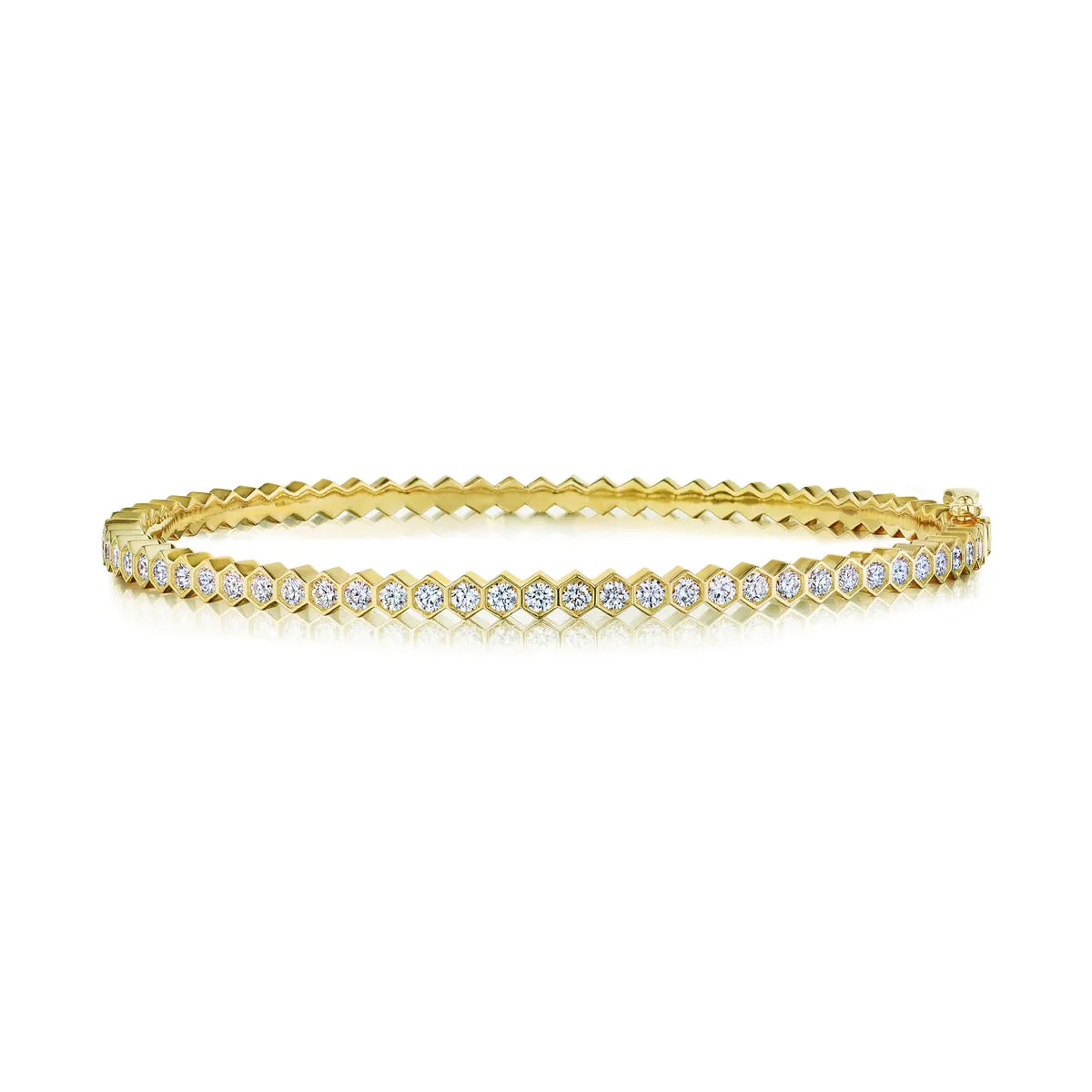18k gold diamond bracelets from the Lenox Collection with hexagonal design