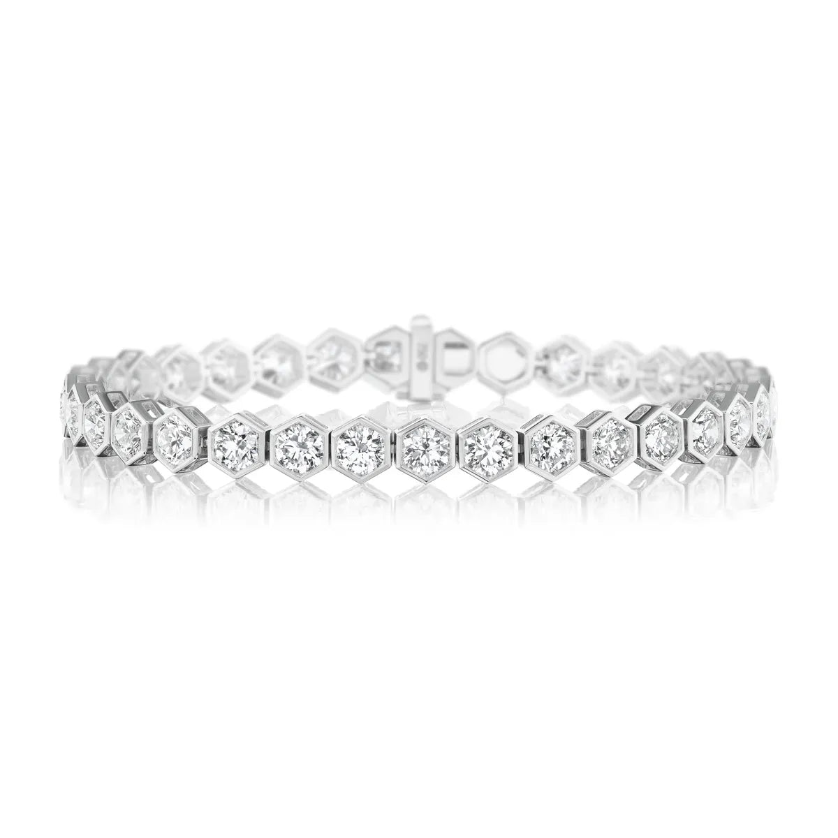 18k gold diamond gemstone bracelet with hexagon design