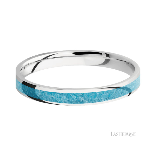 Lashbrook Domed/Cobalt Chrome Band with one inlay of Turquoise