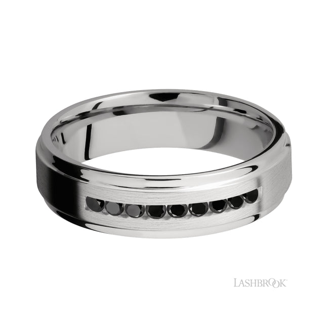 Lashbrook Flat Grooved Edges/Cobalt Chrome Band with Black Diamond