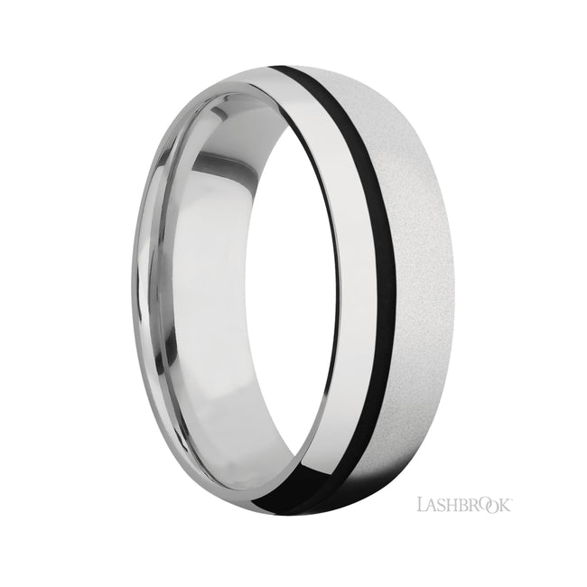 Lashbrook Domed/Cobalt Chrome Band with inlay of Black