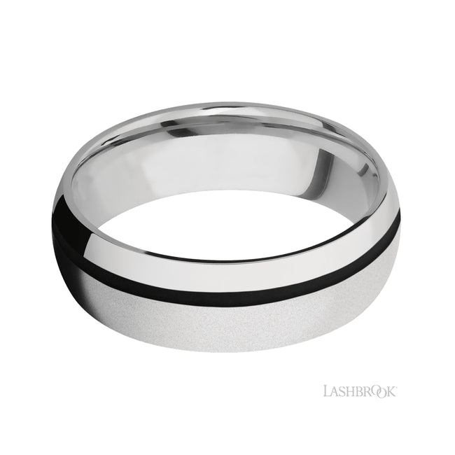 Lashbrook Domed/Cobalt Chrome Band with inlay of Black