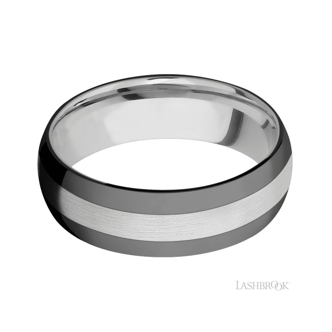 Lashbrook Domed/Cobalt Chrome Band with two inlays of Zirconium