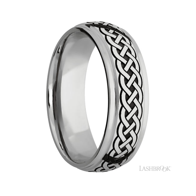Lashbrook Domed Stepped Down Edges/Cobalt Chrome Band with pattern
