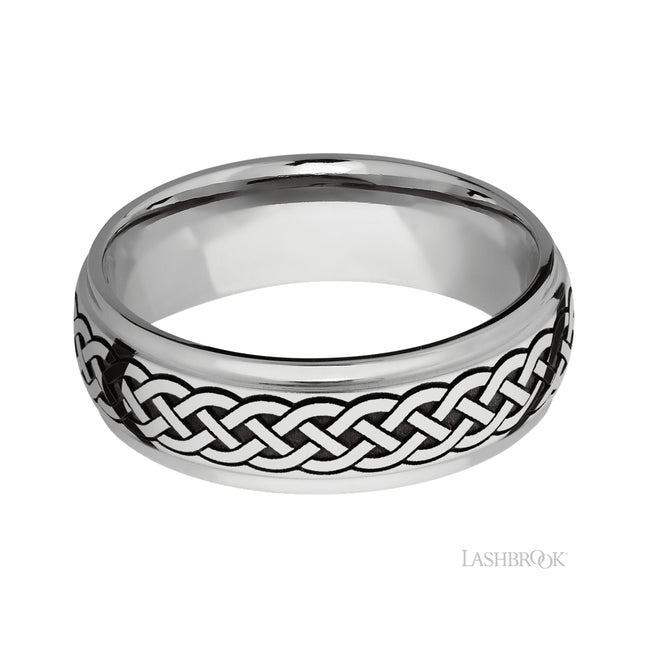 Lashbrook Domed Stepped Down Edges/Cobalt Chrome Band with pattern