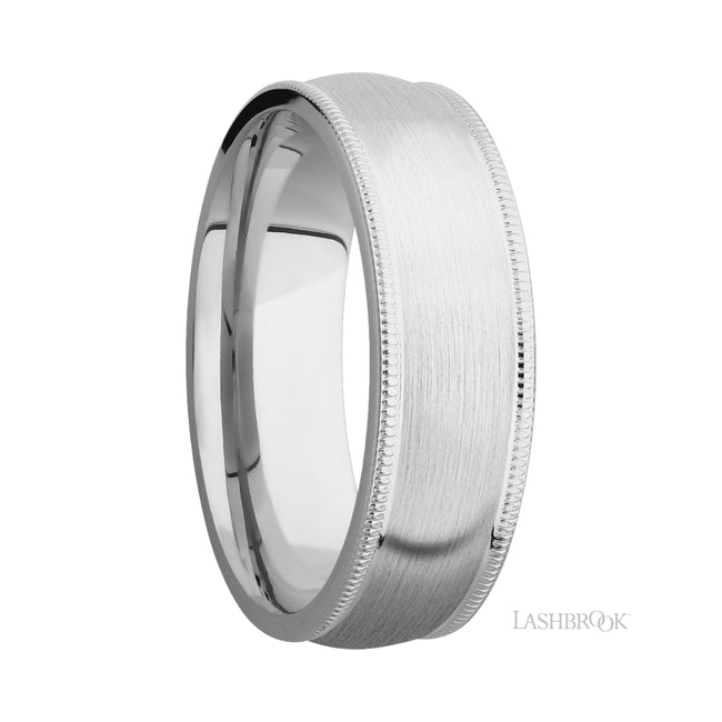 Lashbrook Domed Milgrain Edges Cobalt Chrome Band