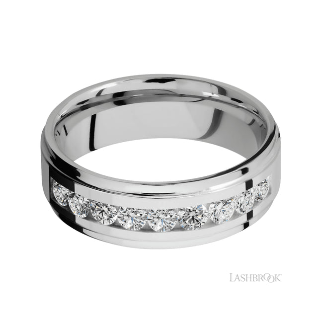 Lashbrook Flat Grooved Edges/Cobalt Chrome Band with Diamond