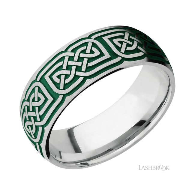 Lashbrook Domed/Cobalt Chrome Band with a laser carved Celtic