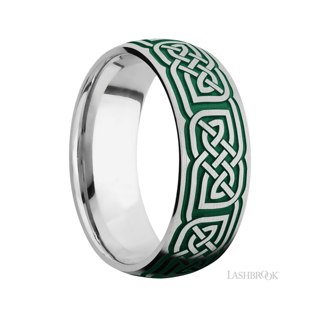 Lashbrook Domed/Cobalt Chrome Band with a laser carved Celtic