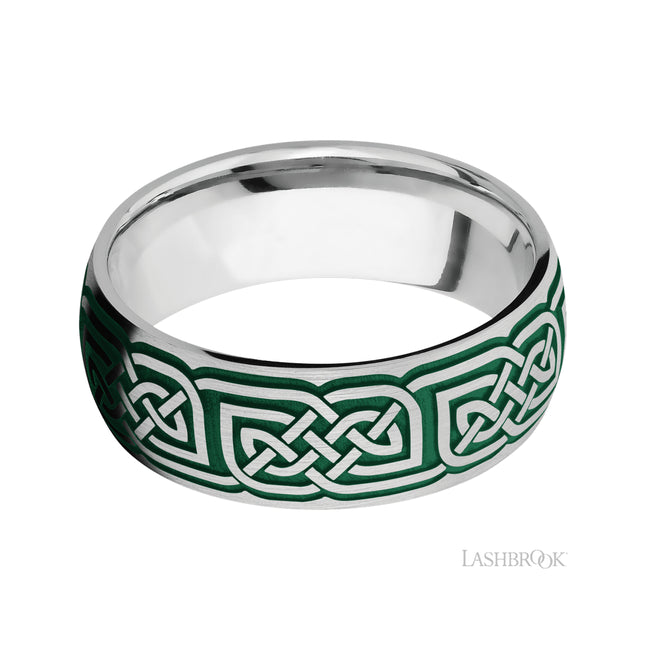 Lashbrook Domed/Cobalt Chrome Band with a laser carved Celtic