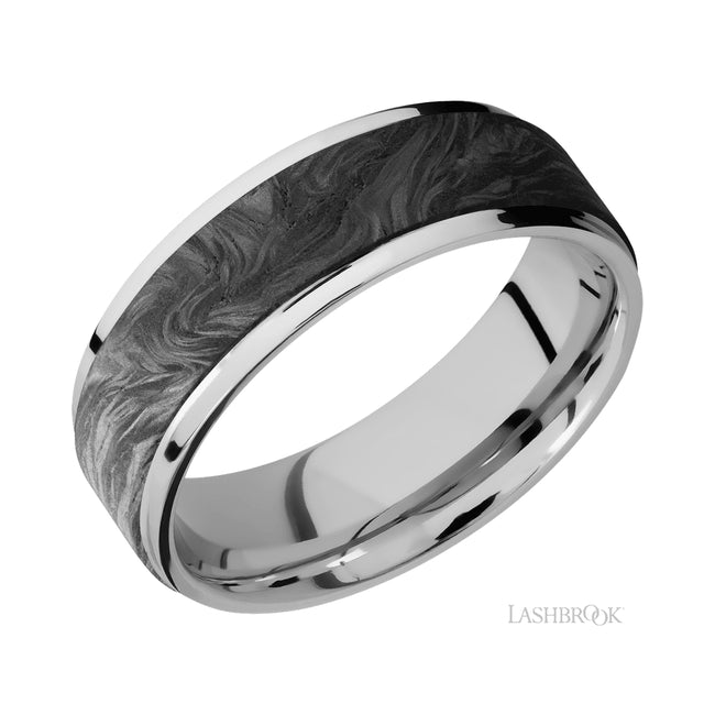 Lashbrook Flat Grooved Edges/Cobalt Chrome Band with one inlay of Forged Carbon Fiber